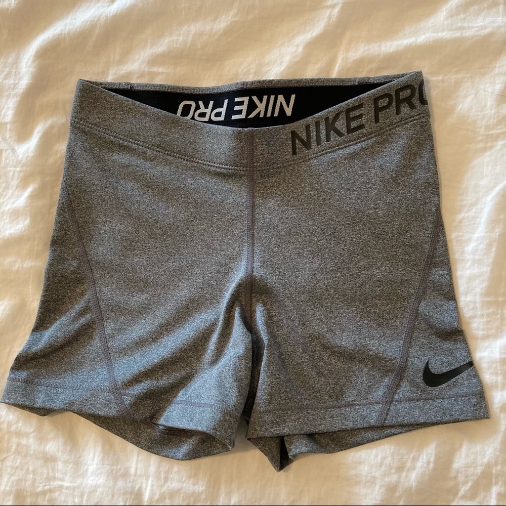 Gray Nike Pro dri fit compression shorts